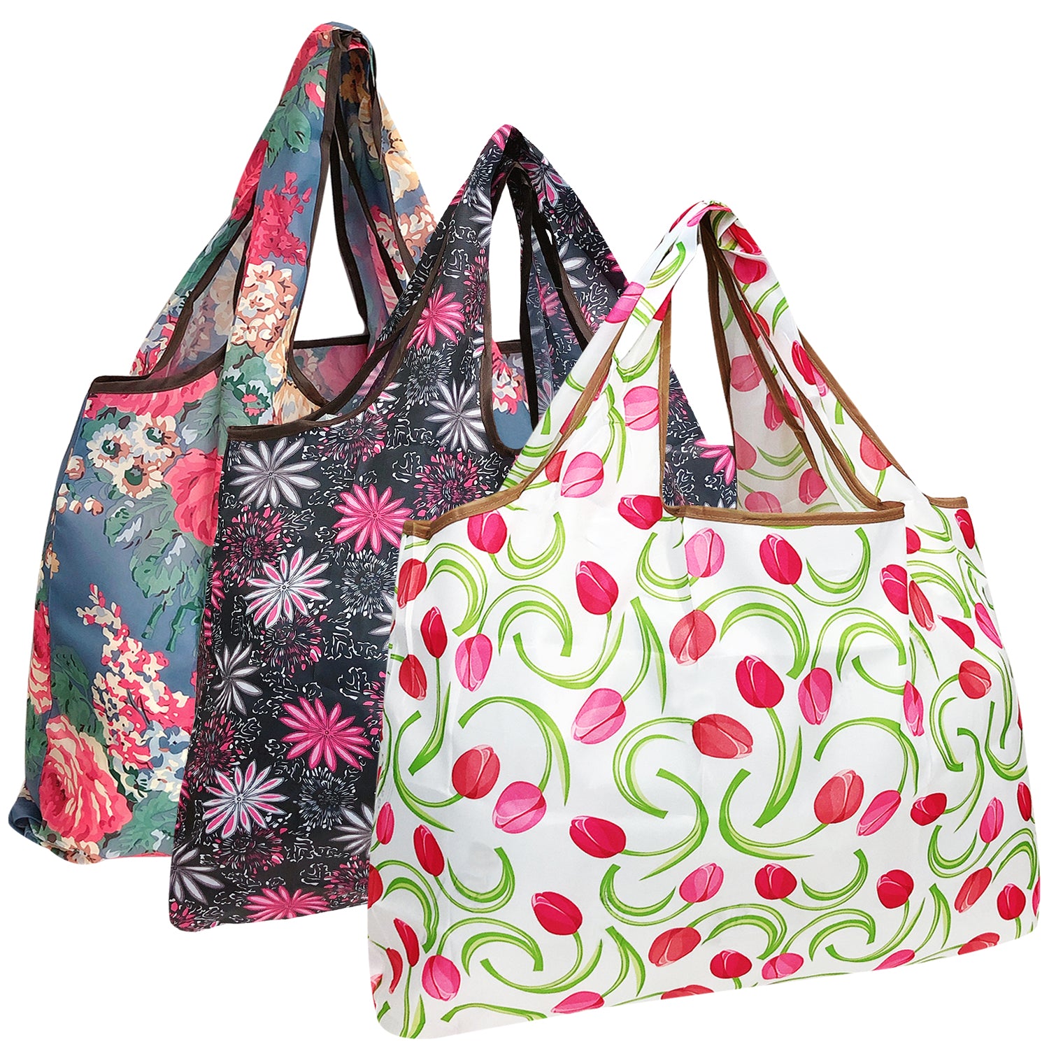 Wrapables Eco-Friendly Large Nylon Reusable Shopping Bags (Set of 3)