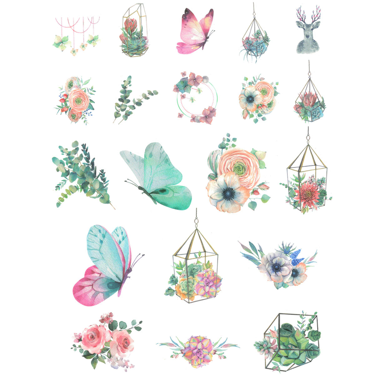 Wrapables Decorative Scrapbooking Washi Stickers, DIY Crafts for Stationery, Diary, Card Making (60 pcs)