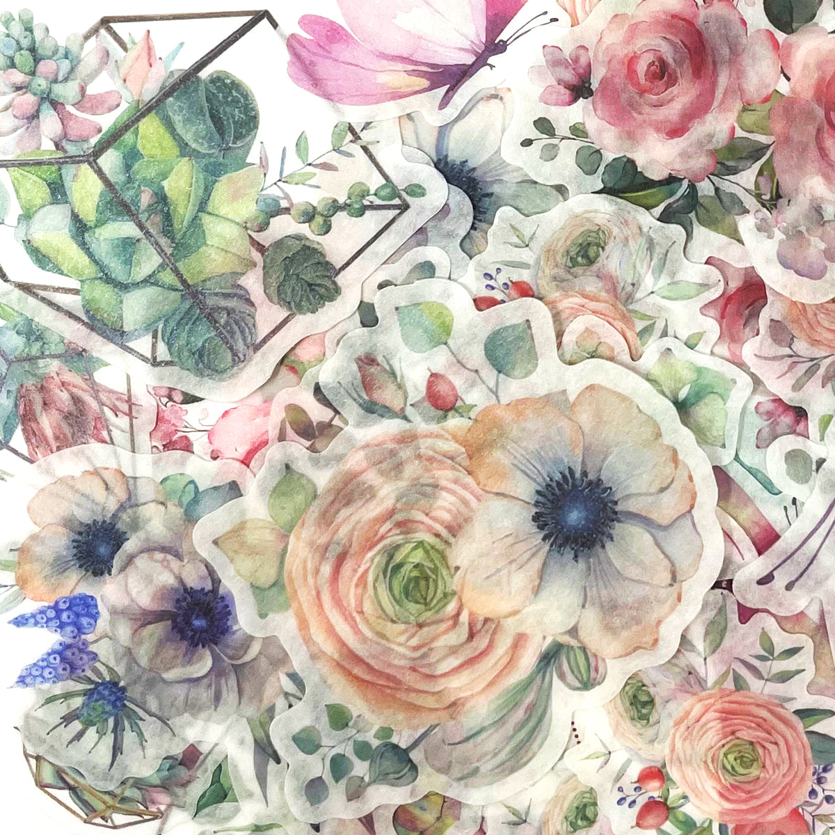 Wrapables Decorative Scrapbooking Washi Stickers, DIY Crafts for Stationery, Diary, Card Making (60 pcs)