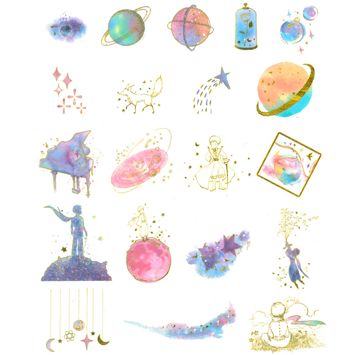 Wrapables Decorative Scrapbooking Washi Stickers, DIY Crafts for Stationery, Diary, Card Making (60 pcs)