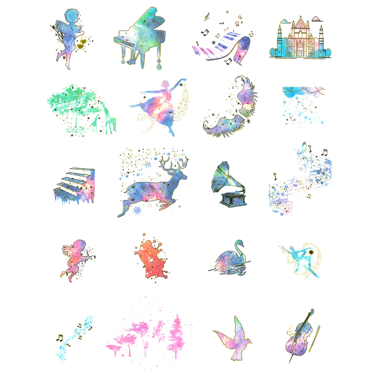 Wrapables Decorative Scrapbooking Washi Stickers, DIY Crafts for Stationery, Diary, Card Making (60 pcs)