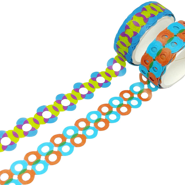 Wrapables Bright Geometric Design Hollow Washi Masking Tape 4M Length Total (Set of 2)
