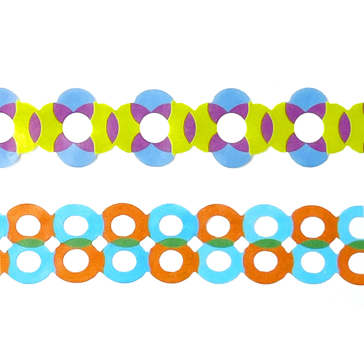 Wrapables Bright Geometric Design Hollow Washi Masking Tape 4M Length Total (Set of 2)