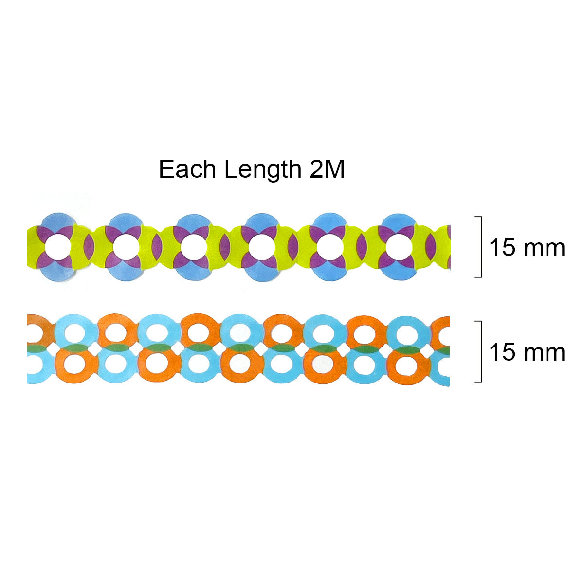 Wrapables Bright Geometric Design Hollow Washi Masking Tape 4M Length Total (Set of 2)