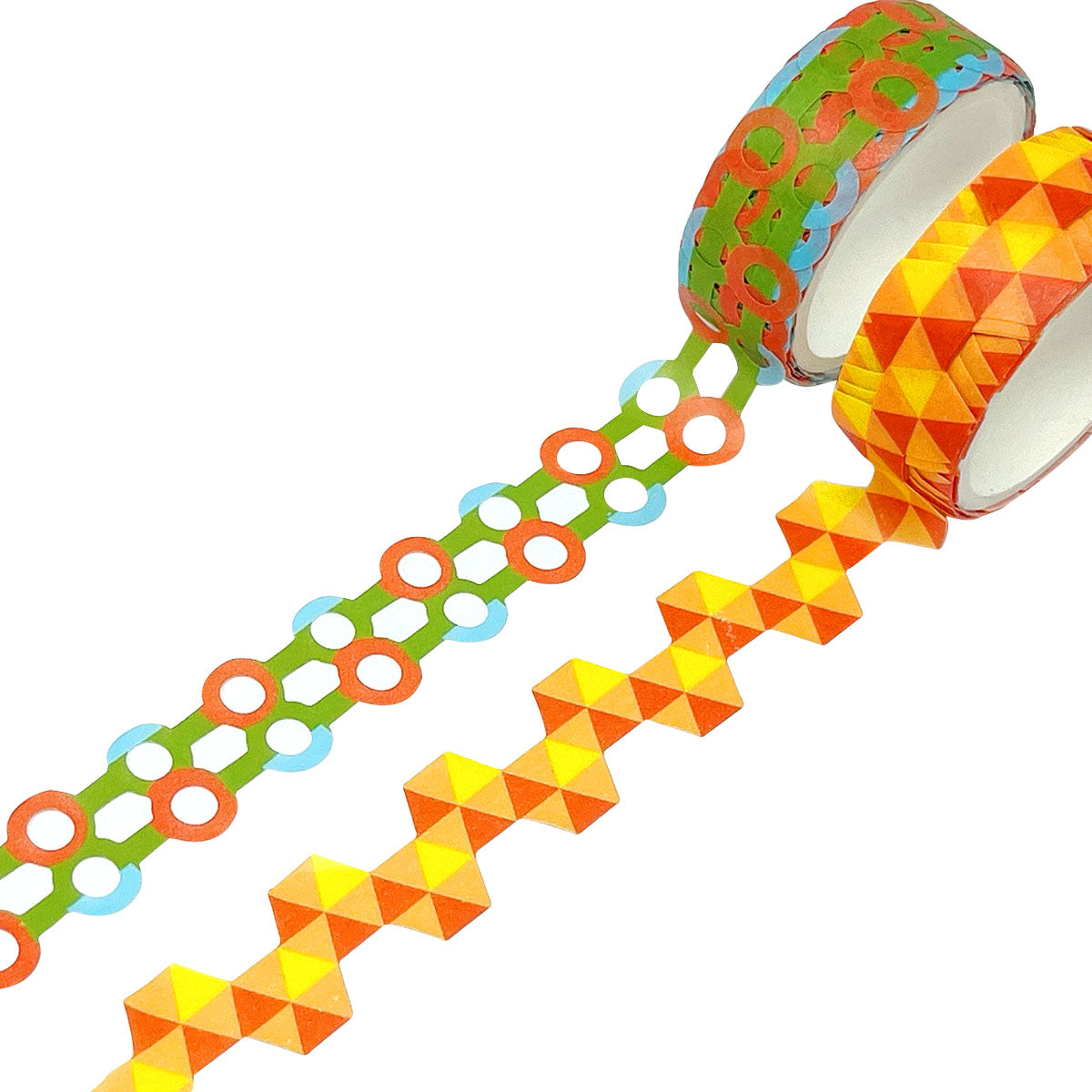Wrapables Bright Geometric Design Hollow Washi Masking Tape 4M Length Total (Set of 2)