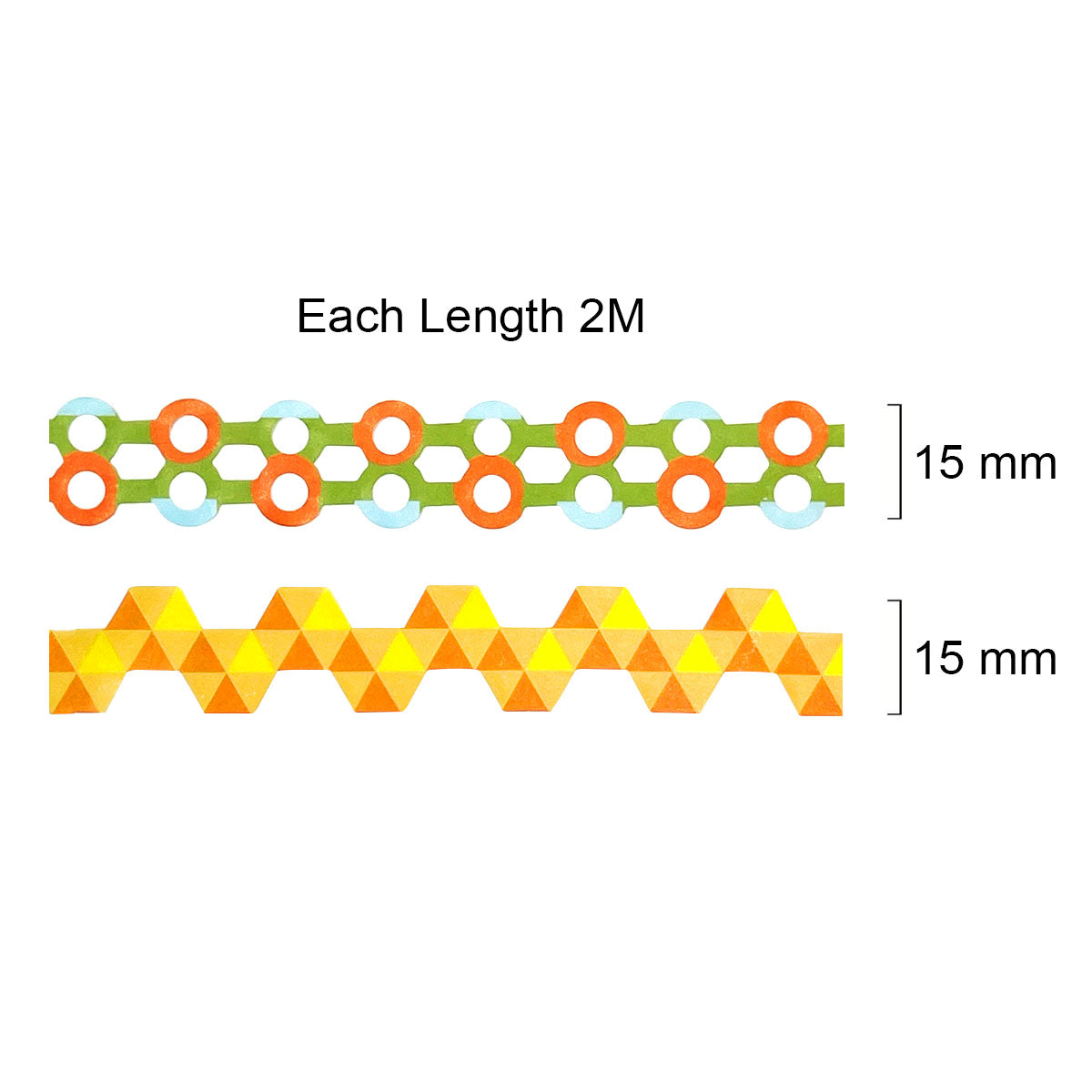 Wrapables Bright Geometric Design Hollow Washi Masking Tape 4M Length Total (Set of 2)