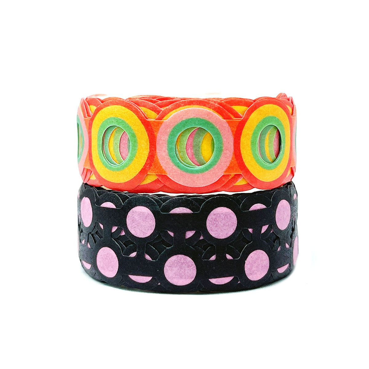Wrapables Bright Geometric Design Hollow Washi Masking Tape 4M Length Total (Set of 2)