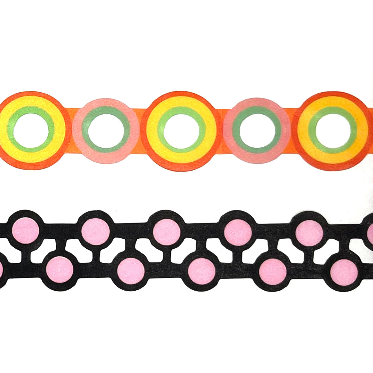 Wrapables Bright Geometric Design Hollow Washi Masking Tape 4M Length Total (Set of 2)