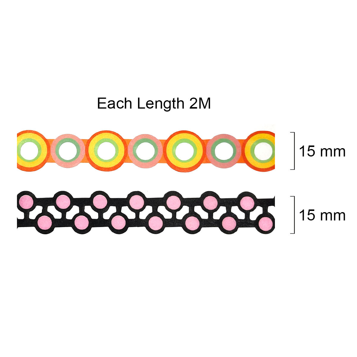 Wrapables Bright Geometric Design Hollow Washi Masking Tape 4M Length Total (Set of 2)