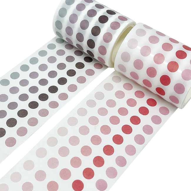 Wrapables Colorful Dots Washi Tape, Round Circle Stickers for Scrapbooking, Planners, Bullet Points, and Journals 6M Total (Set of 2)
