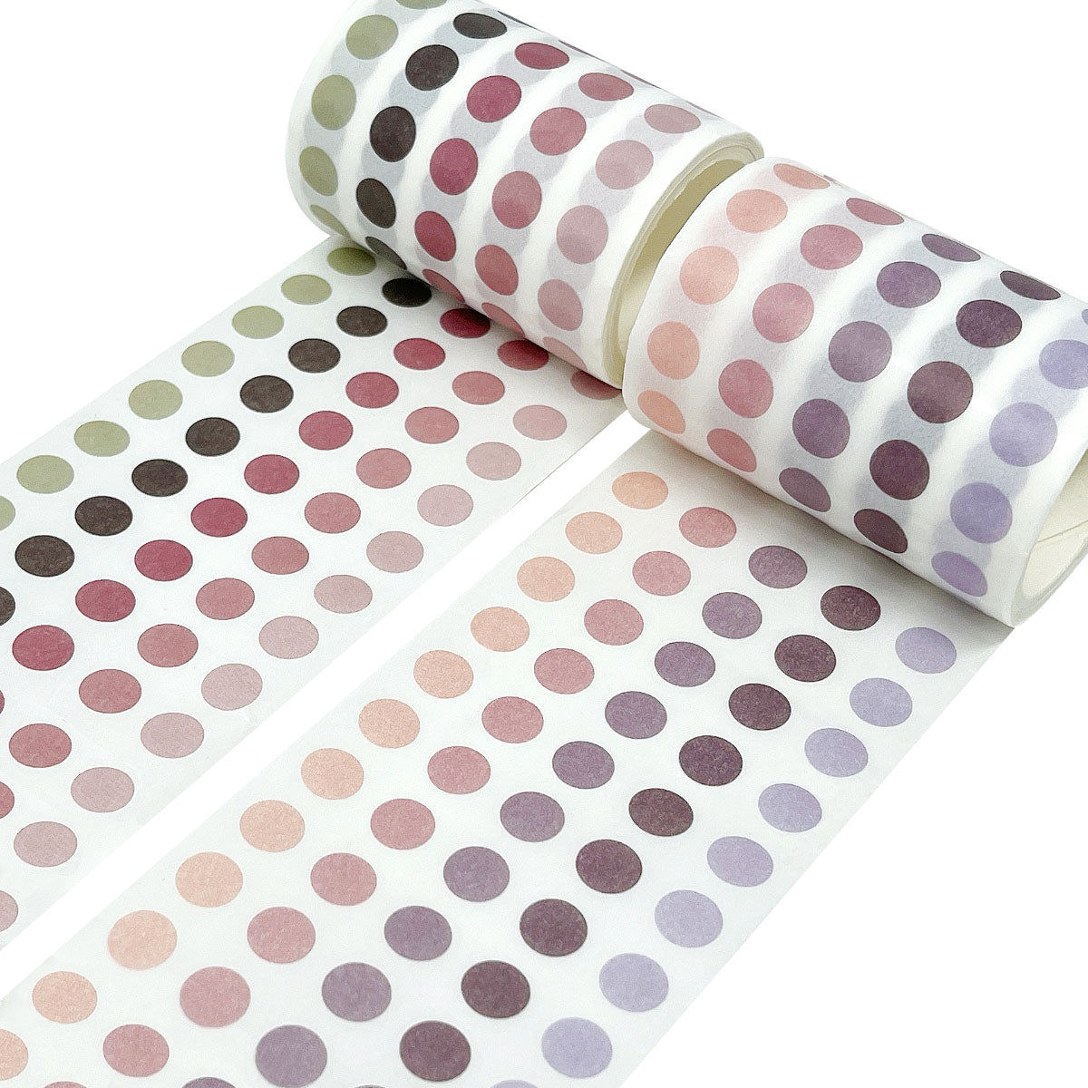 Wrapables Colorful Dots Washi Tape, Round Circle Stickers for Scrapbooking, Planners, Bullet Points, and Journals 6M Total (Set of 2)