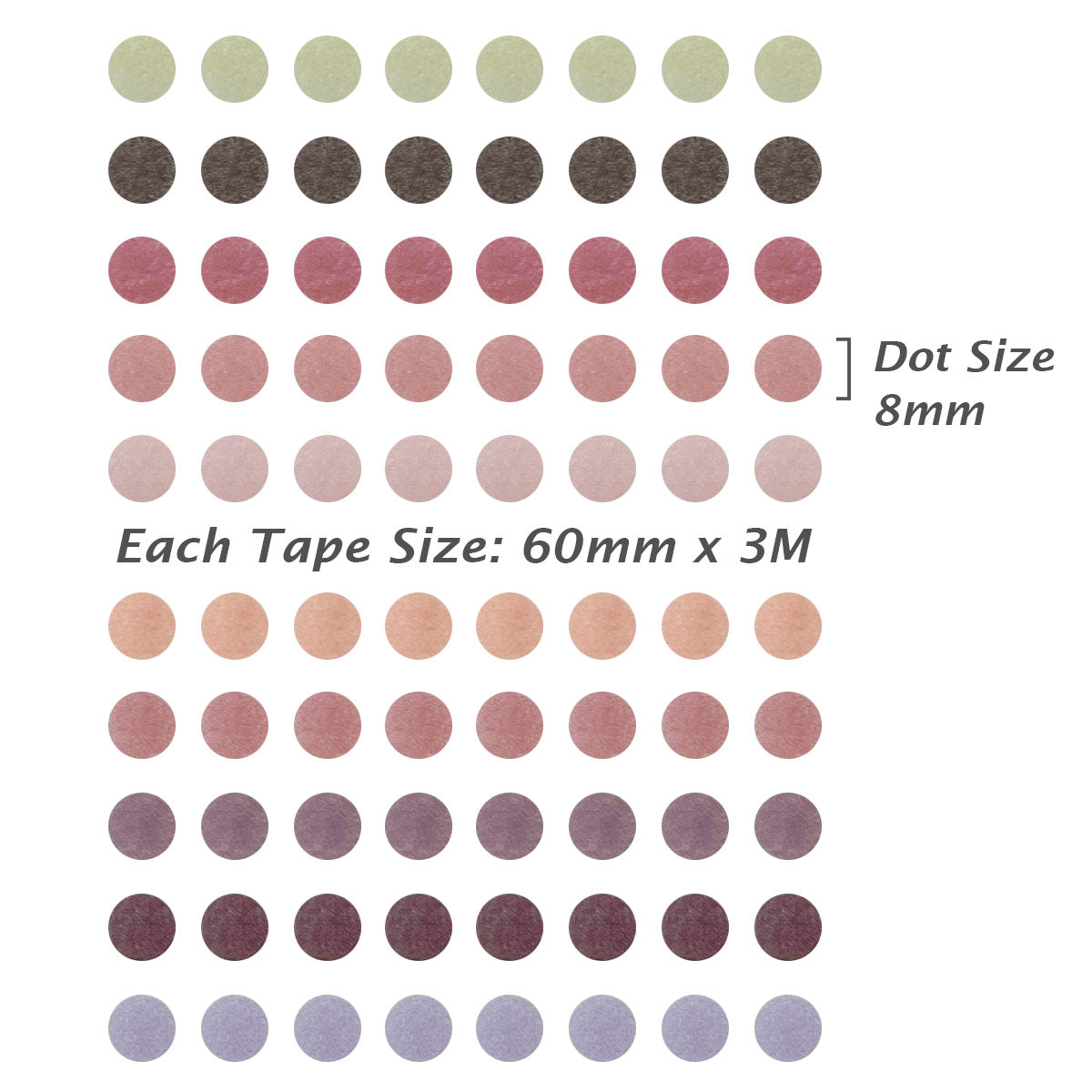 Wrapables Colorful Dots Washi Tape, Round Circle Stickers for Scrapbooking, Planners, Bullet Points, and Journals 6M Total (Set of 2)