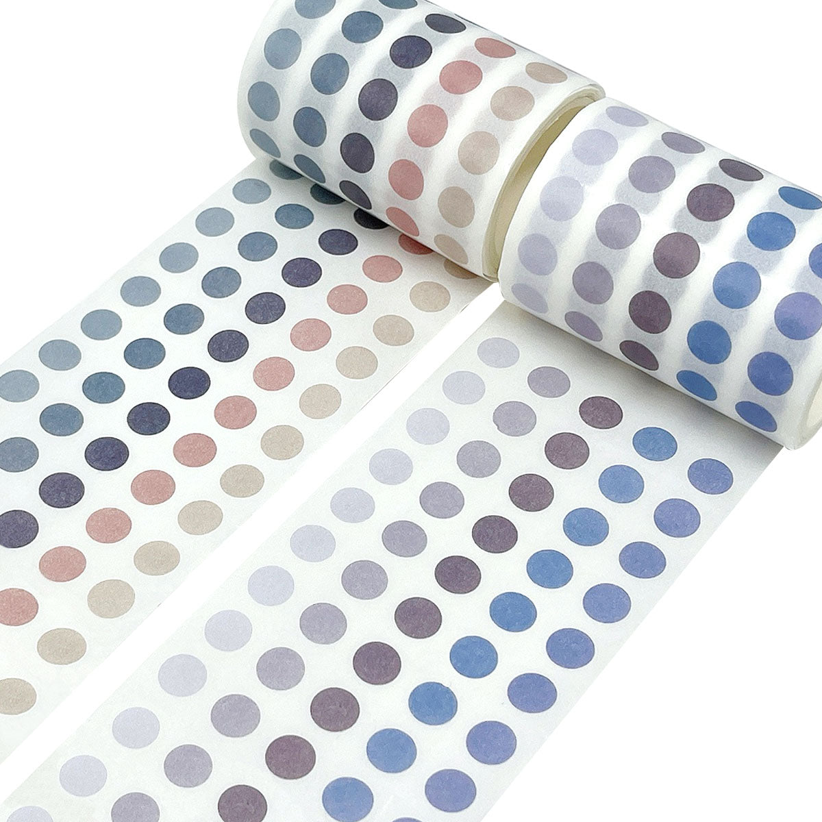 Wrapables Colorful Dots Washi Tape, Round Circle Stickers for Scrapbooking, Planners, Bullet Points, and Journals 6M Total (Set of 2)