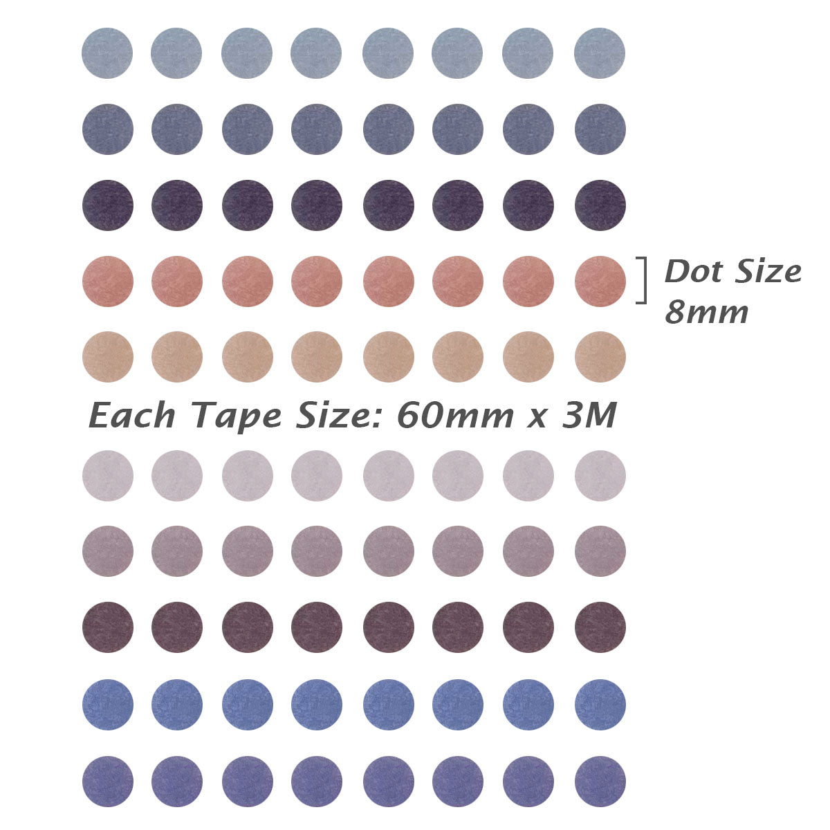 Wrapables Colorful Dots Washi Tape, Round Circle Stickers for Scrapbooking, Planners, Bullet Points, and Journals 6M Total (Set of 2)