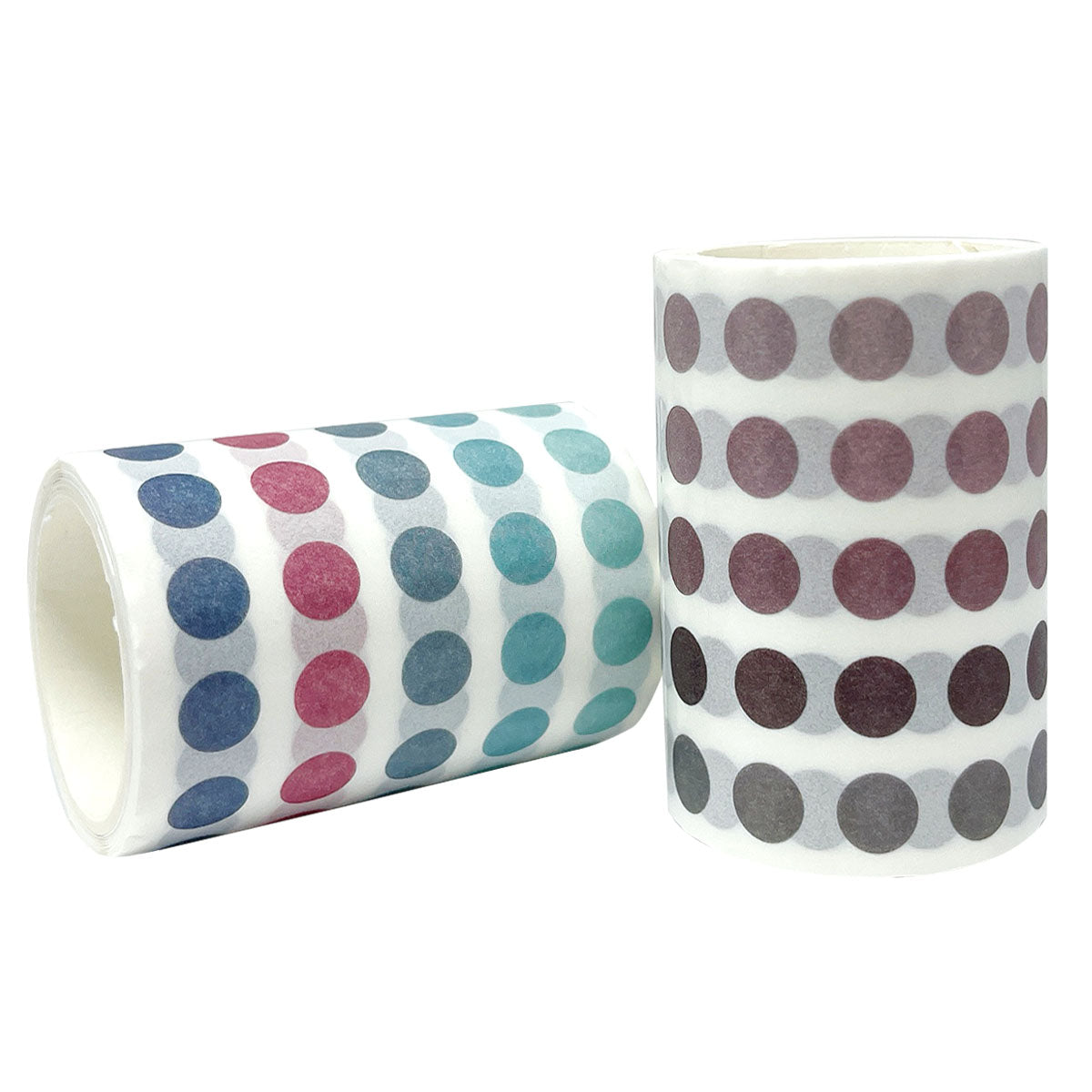 Wrapables Colorful Dots Washi Tape, Round Circle Stickers for Scrapbooking, Planners, Bullet Points, and Journals 6M Total (Set of 2)