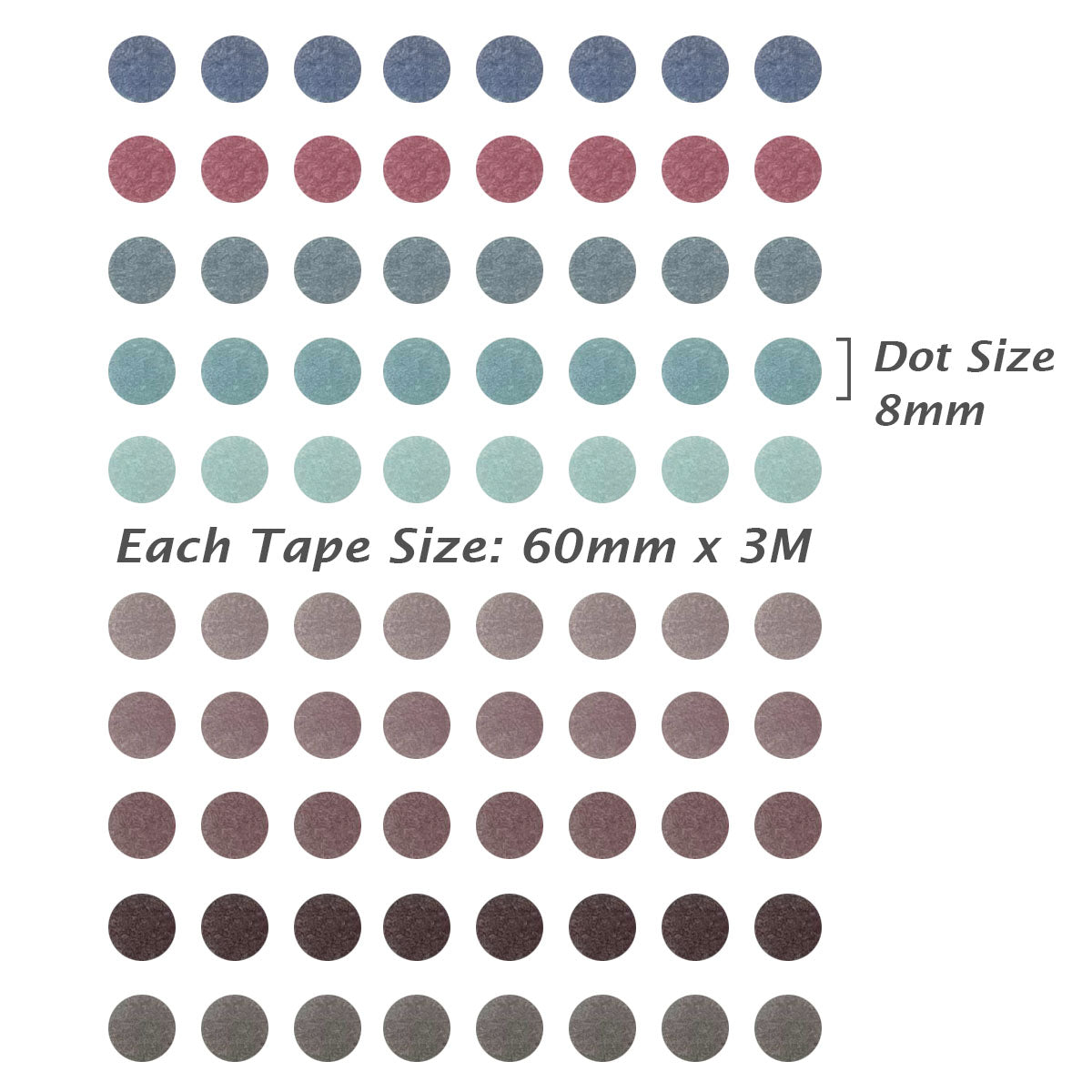 Wrapables Colorful Dots Washi Tape, Round Circle Stickers for Scrapbooking, Planners, Bullet Points, and Journals 6M Total (Set of 2)