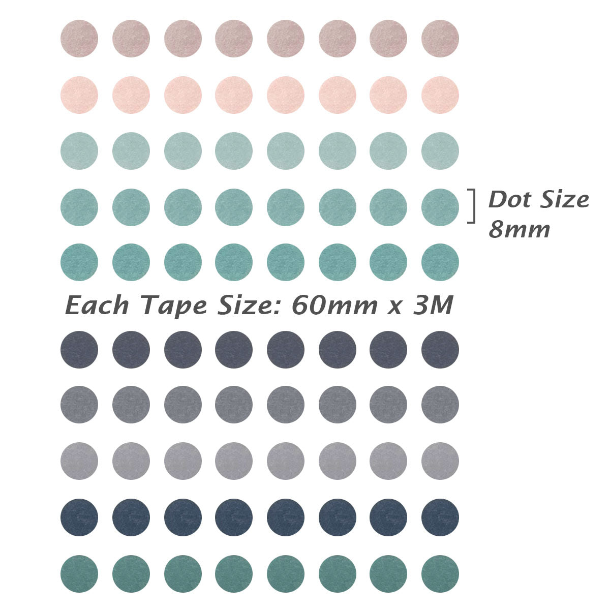 Wrapables Colorful Dots Washi Tape, Round Circle Stickers for Scrapbooking, Planners, Bullet Points, and Journals 6M Total (Set of 2)