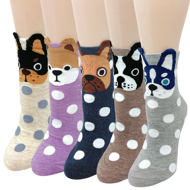 Wrapables Novelty Animal Print Crew Socks (Set of 5)