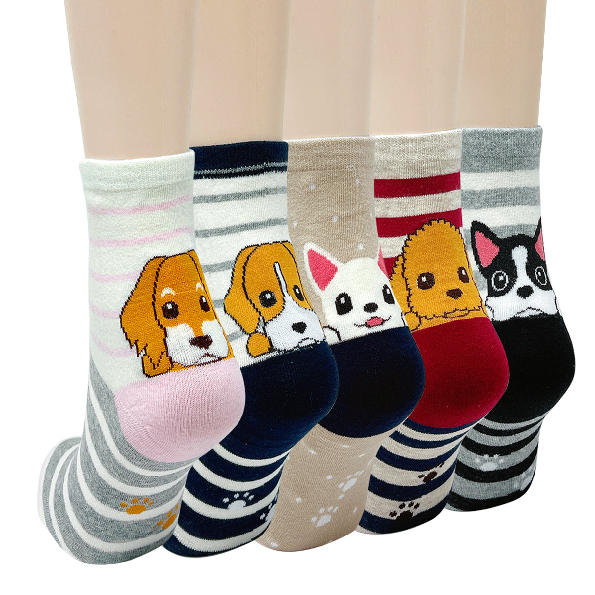 Wrapables Novelty Animal Print Crew Socks (Set of 5)