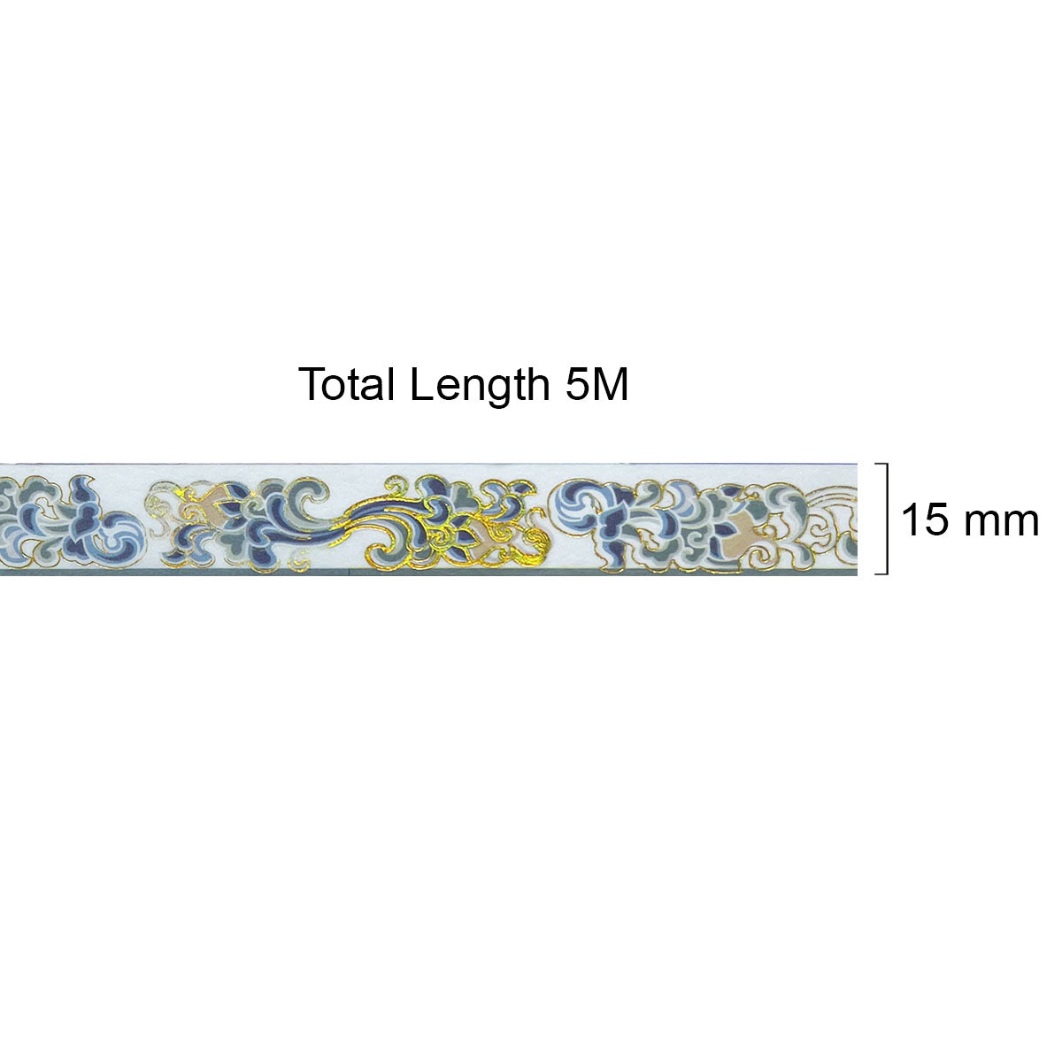 Wrapables Poetic Picturesque Gold Foil Washi Masking Tape, 15mm x 5M