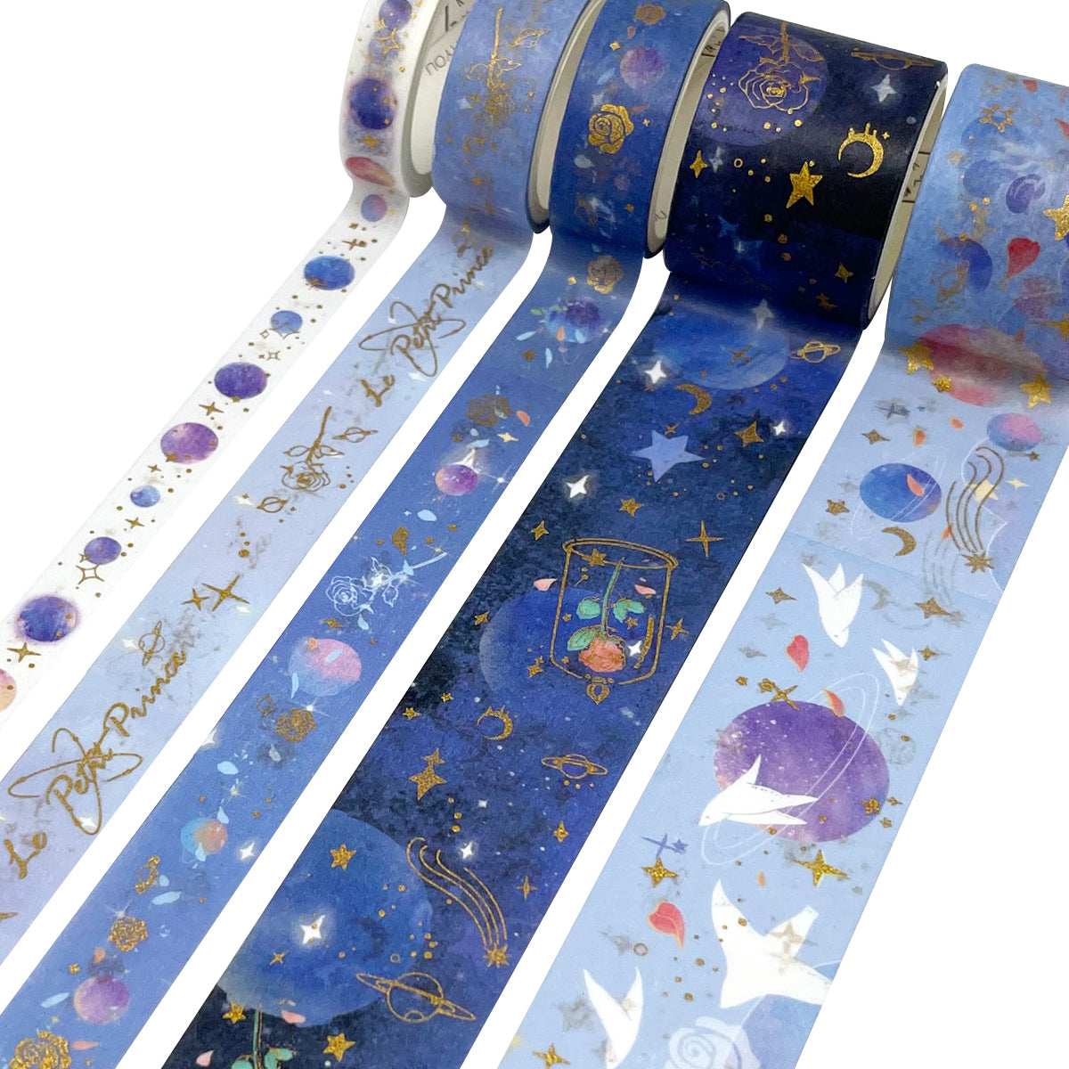 Wrapables Decorative Gold Foil Washi Tape and Sticker Set for Stationery, Diary, Card Making (10 Rolls & 10 Sheets)