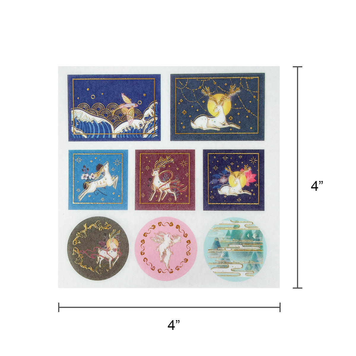 Wrapables Decorative Gold Foil Washi Tape and Sticker Set for Stationery, Diary, Card Making (10 Rolls & 10 Sheets)