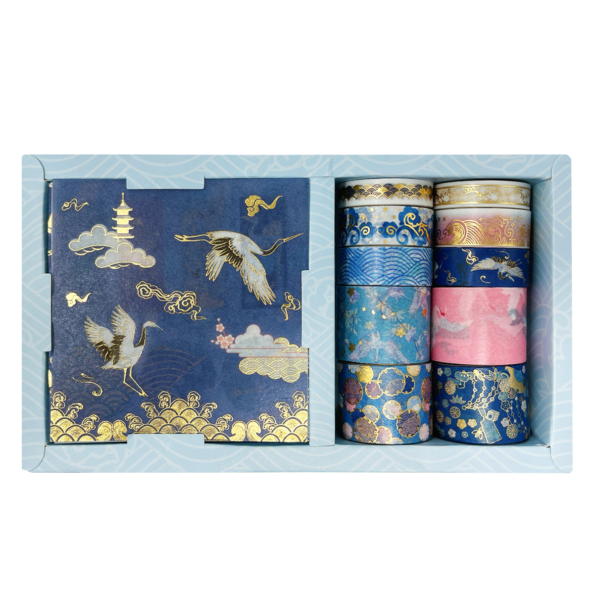 Wrapables Decorative Gold Foil Washi Tape and Sticker Set for Stationery, Diary, Card Making (10 Rolls & 10 Sheets)
