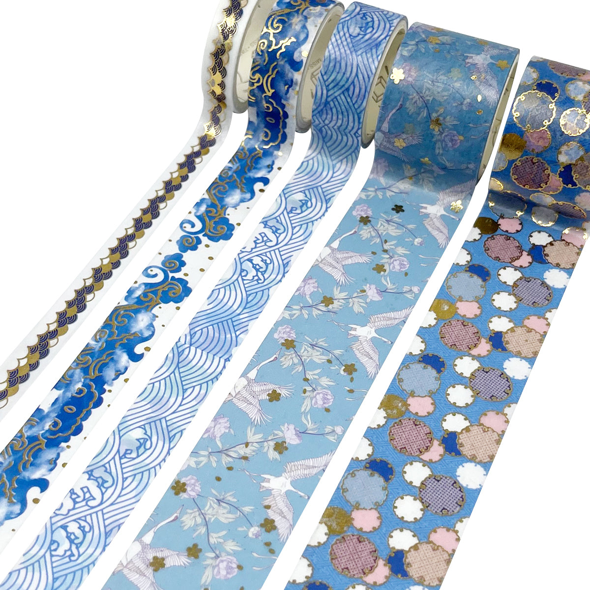 Wrapables Decorative Gold Foil Washi Tape and Sticker Set for Stationery, Diary, Card Making (10 Rolls & 10 Sheets)