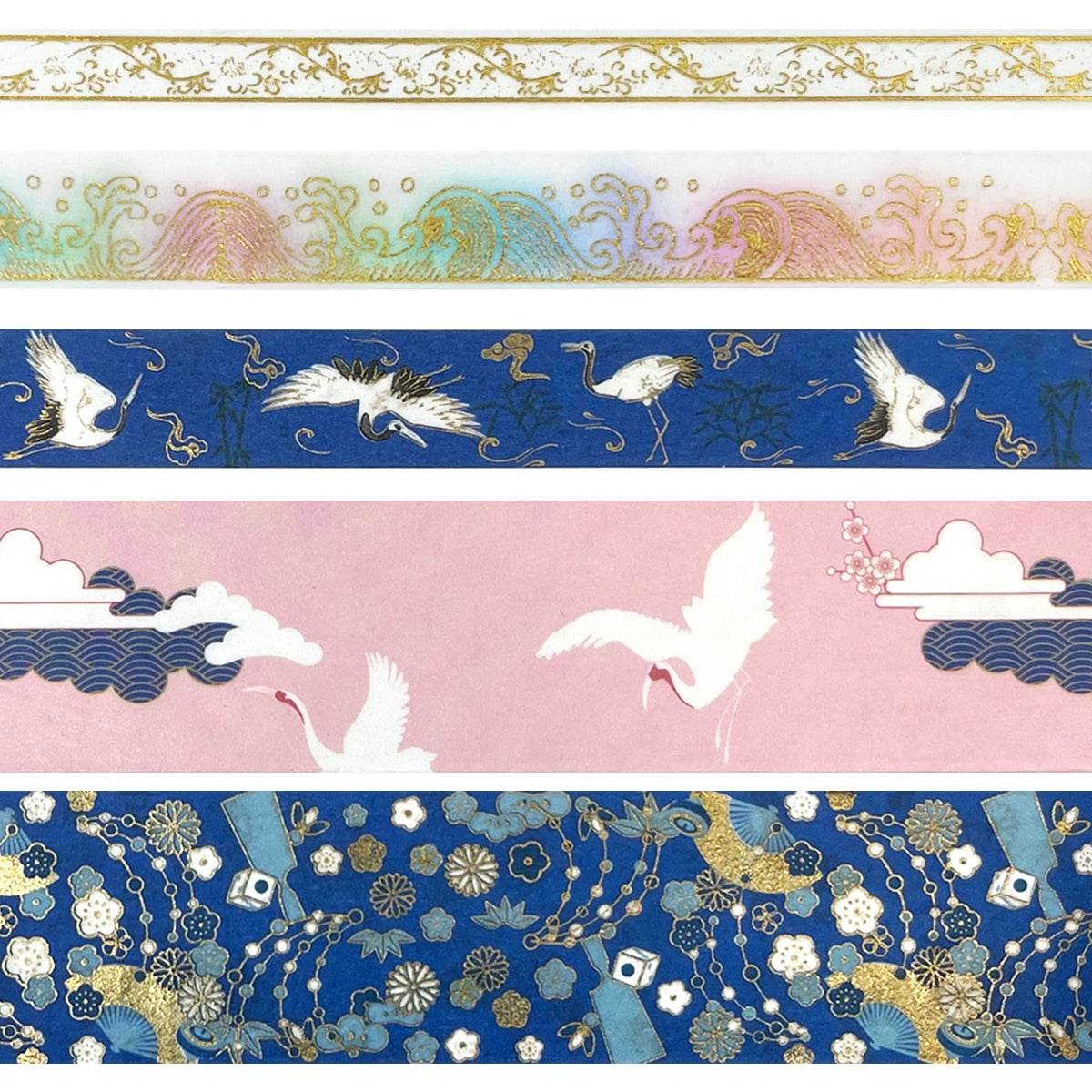 Wrapables Decorative Gold Foil Washi Tape and Sticker Set for Stationery, Diary, Card Making (10 Rolls & 10 Sheets)
