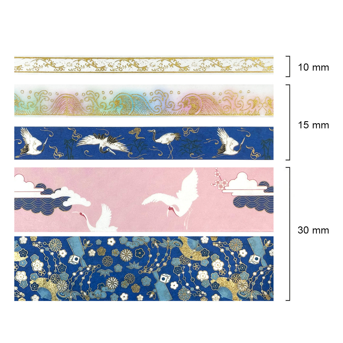 Wrapables Decorative Gold Foil Washi Tape and Sticker Set for Stationery, Diary, Card Making (10 Rolls & 10 Sheets)