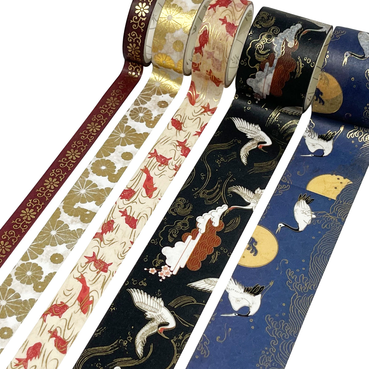 Wrapables Decorative Gold Foil Washi Tape and Sticker Set for Stationery, Diary, Card Making (10 Rolls & 10 Sheets)