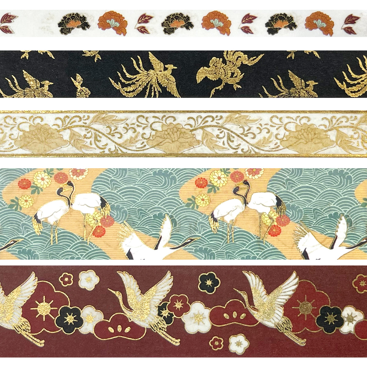 Wrapables Decorative Gold Foil Washi Tape and Sticker Set for Stationery, Diary, Card Making (10 Rolls & 10 Sheets)