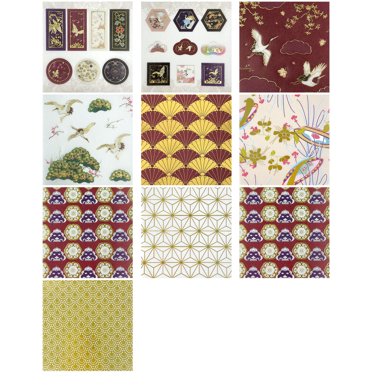 Wrapables Decorative Gold Foil Washi Tape and Sticker Set for Stationery, Diary, Card Making (10 Rolls & 10 Sheets)