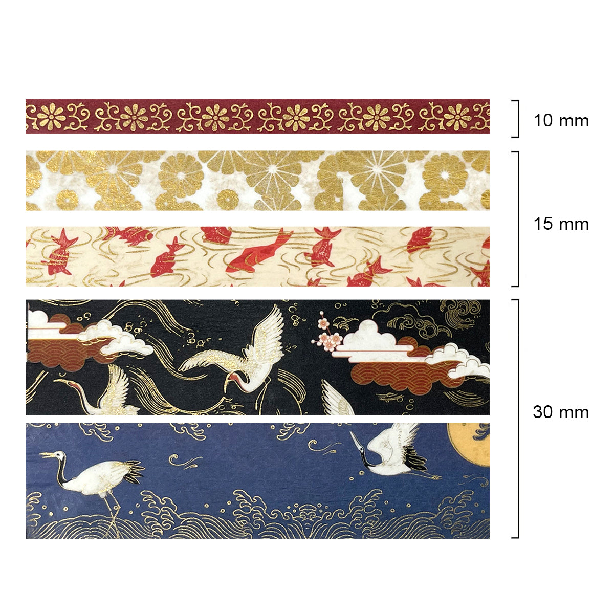 Wrapables Decorative Gold Foil Washi Tape and Sticker Set for Stationery, Diary, Card Making (10 Rolls & 10 Sheets)