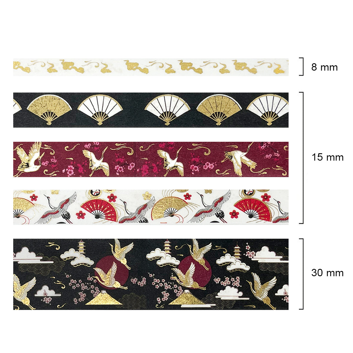 Wrapables Gold Foil Washi Tape in Gift Box Set for DIY Arts & Crafts, Scrapbooking, Diary, Stationery, Gift Wrapping (20 Rolls)