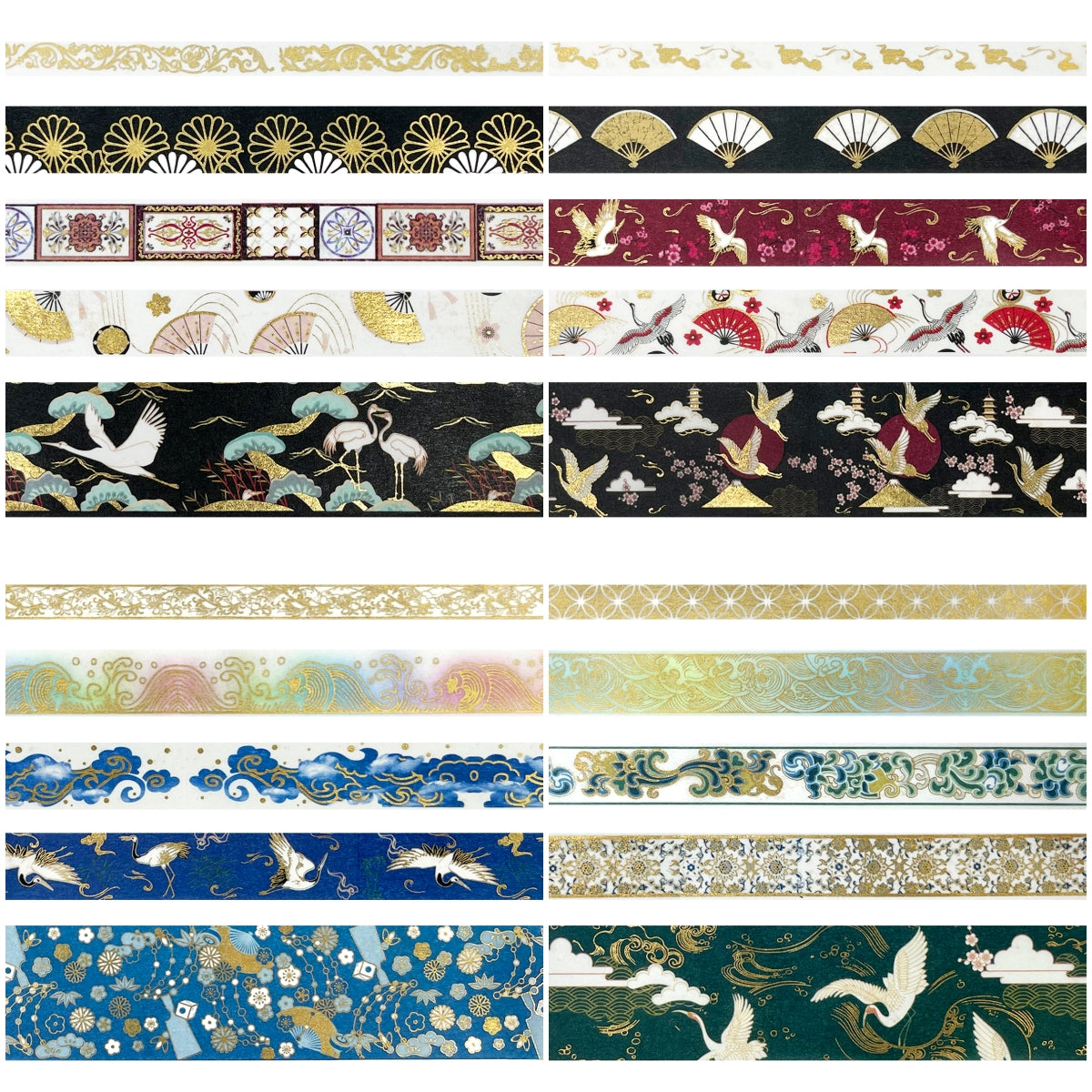 Wrapables Gold Foil Washi Tape in Gift Box Set for DIY Arts & Crafts, Scrapbooking, Diary, Stationery, Gift Wrapping (20 Rolls)