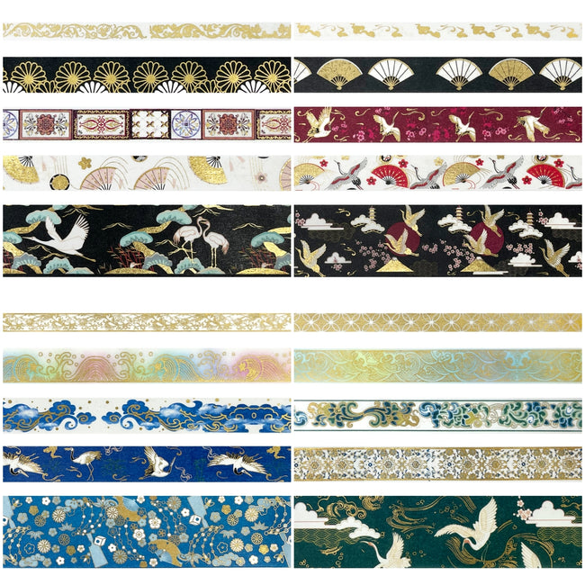 Wrapables Gold Foil Washi Tape in Gift Box Set for DIY Arts & Crafts, Scrapbooking, Diary, Stationery, Gift Wrapping (20 Rolls)
