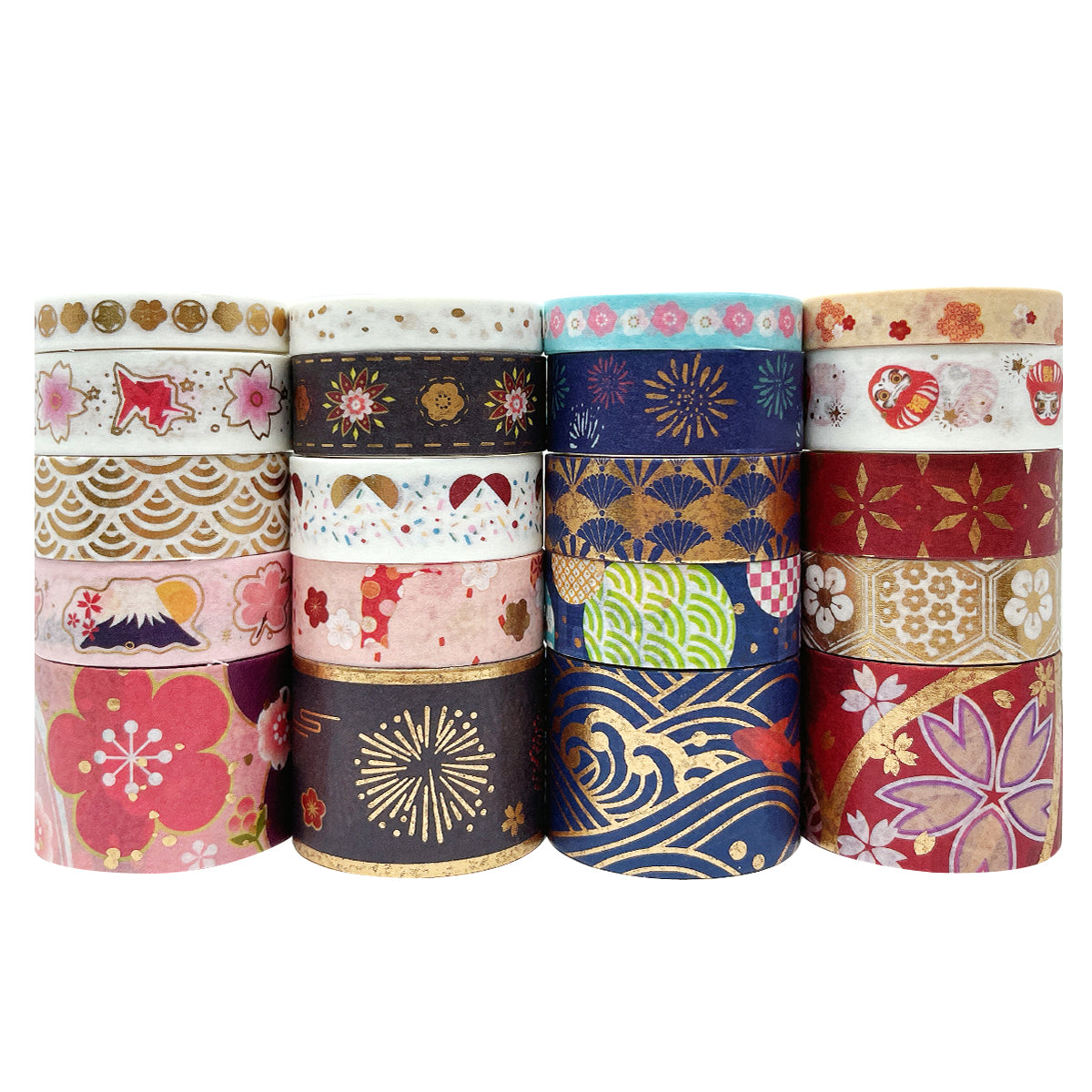 Wrapables Gold Foil Washi Tape in Gift Box Set for DIY Arts & Crafts, Scrapbooking, Diary, Stationery, Gift Wrapping (20 Rolls)