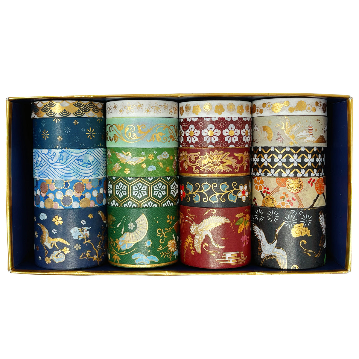 Wrapables Gold Foil Washi Tape in Gift Box Set for DIY Arts & Crafts, Scrapbooking, Diary, Stationery, Gift Wrapping (20 Rolls)