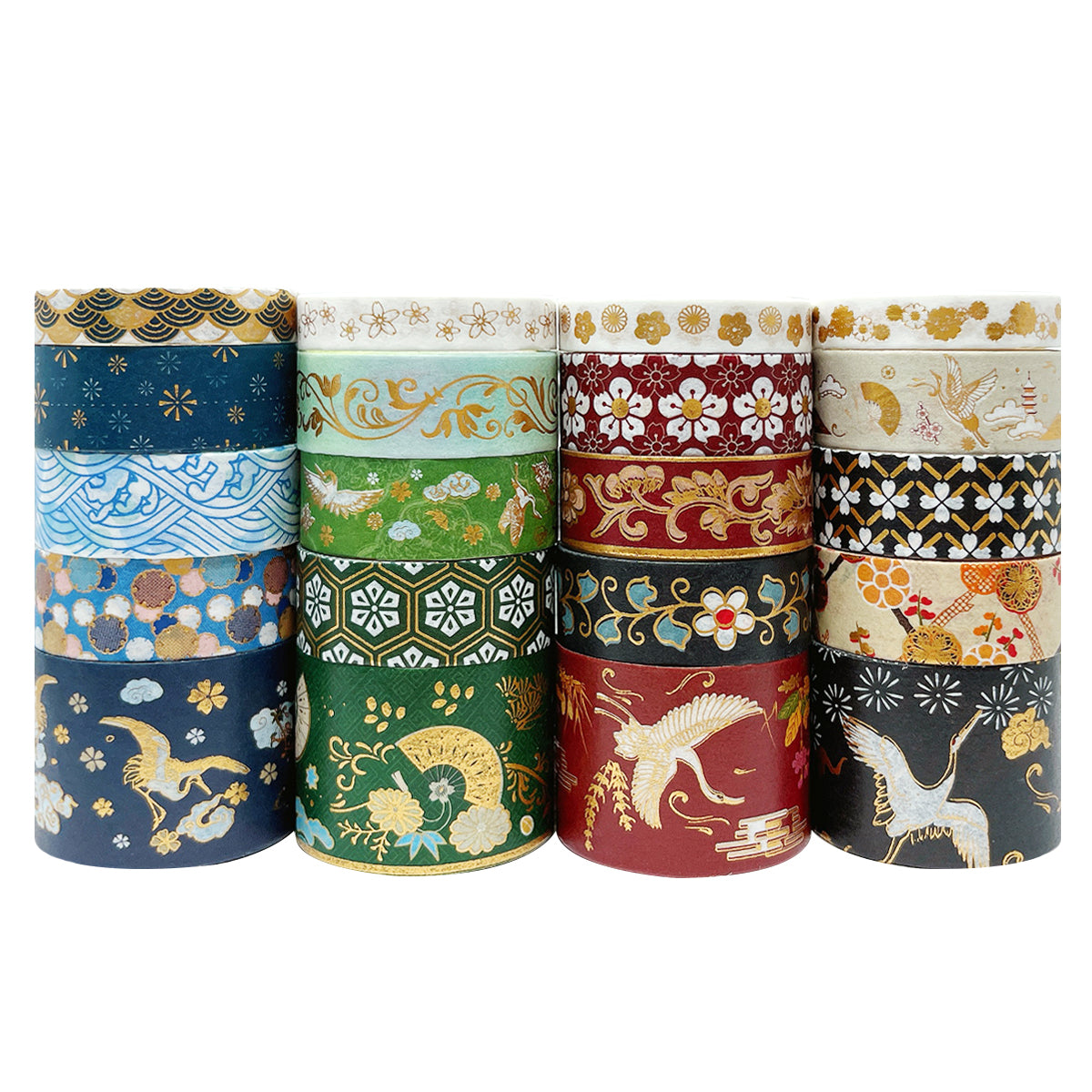 Wrapables Gold Foil Washi Tape in Gift Box Set for DIY Arts & Crafts, Scrapbooking, Diary, Stationery, Gift Wrapping (20 Rolls)