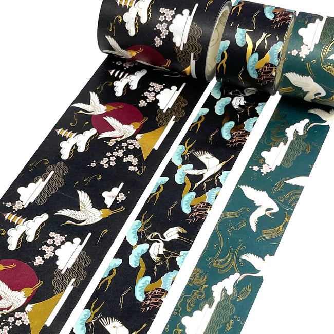 Wrapables Elegant Gold Foil Washi Tape and Sticker Set for Stationery, Diary, Card Making (3 Rolls & 3 Sheets)