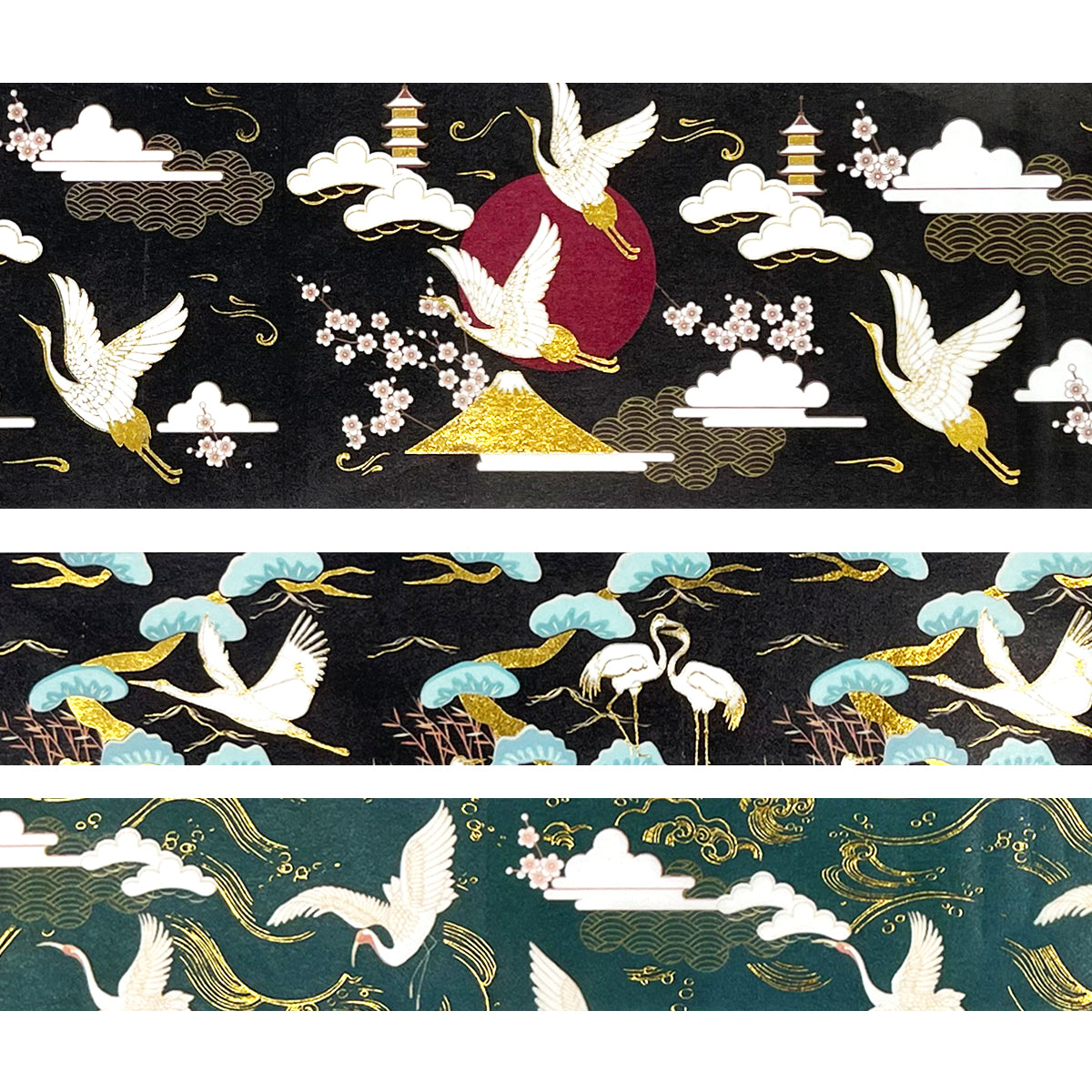 Wrapables Elegant Gold Foil Washi Tape and Sticker Set for Stationery, Diary, Card Making (3 Rolls & 3 Sheets)