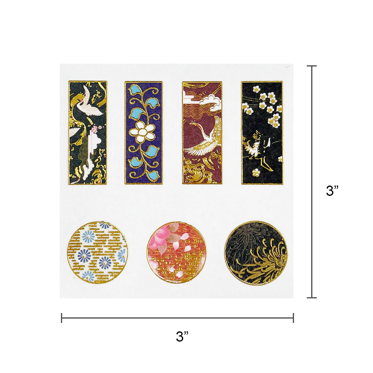 Wrapables Elegant Gold Foil Washi Tape and Sticker Set for Stationery, Diary, Card Making (3 Rolls & 3 Sheets)