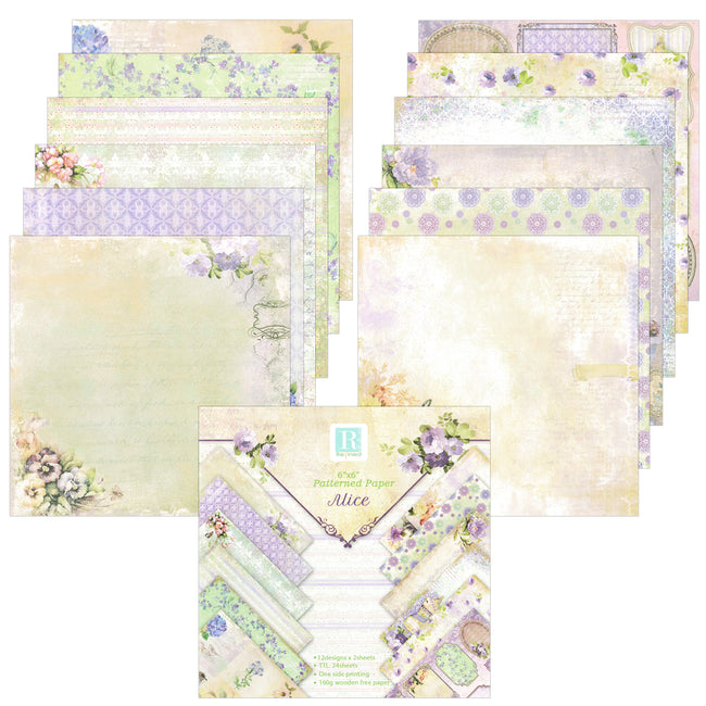 Wrapables 6x6 Decorative Single-Sided Scrapbook Paper for Arts & Crafts Projects, Scrapbooking, Card-Making