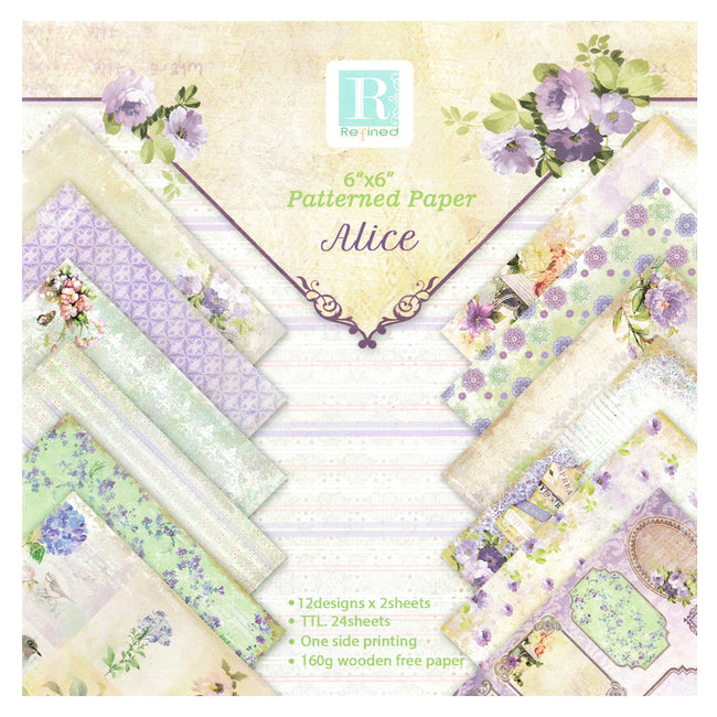 Wrapables 6x6 Decorative Single-Sided Scrapbook Paper for Arts & Crafts Projects, Scrapbooking, Card-Making