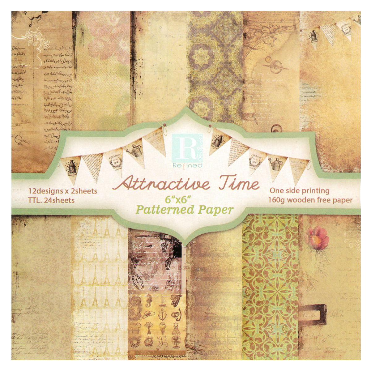 Wrapables 6x6 Decorative Single-Sided Scrapbook Paper for Arts & Crafts Projects, Scrapbooking, Card-Making