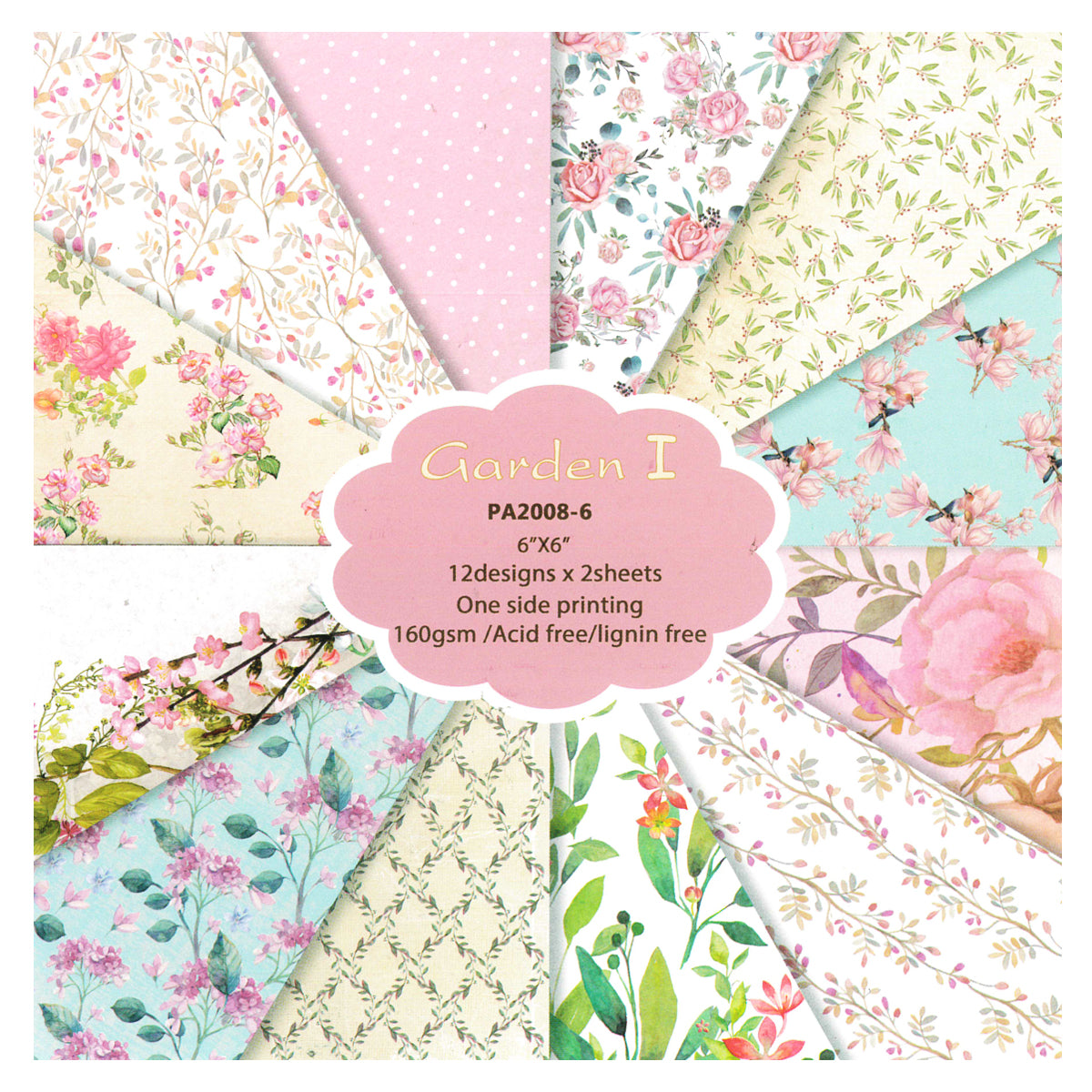Wrapables 6x6 Decorative Single-Sided Scrapbook Paper for Arts & Crafts Projects, Scrapbooking, Card-Making