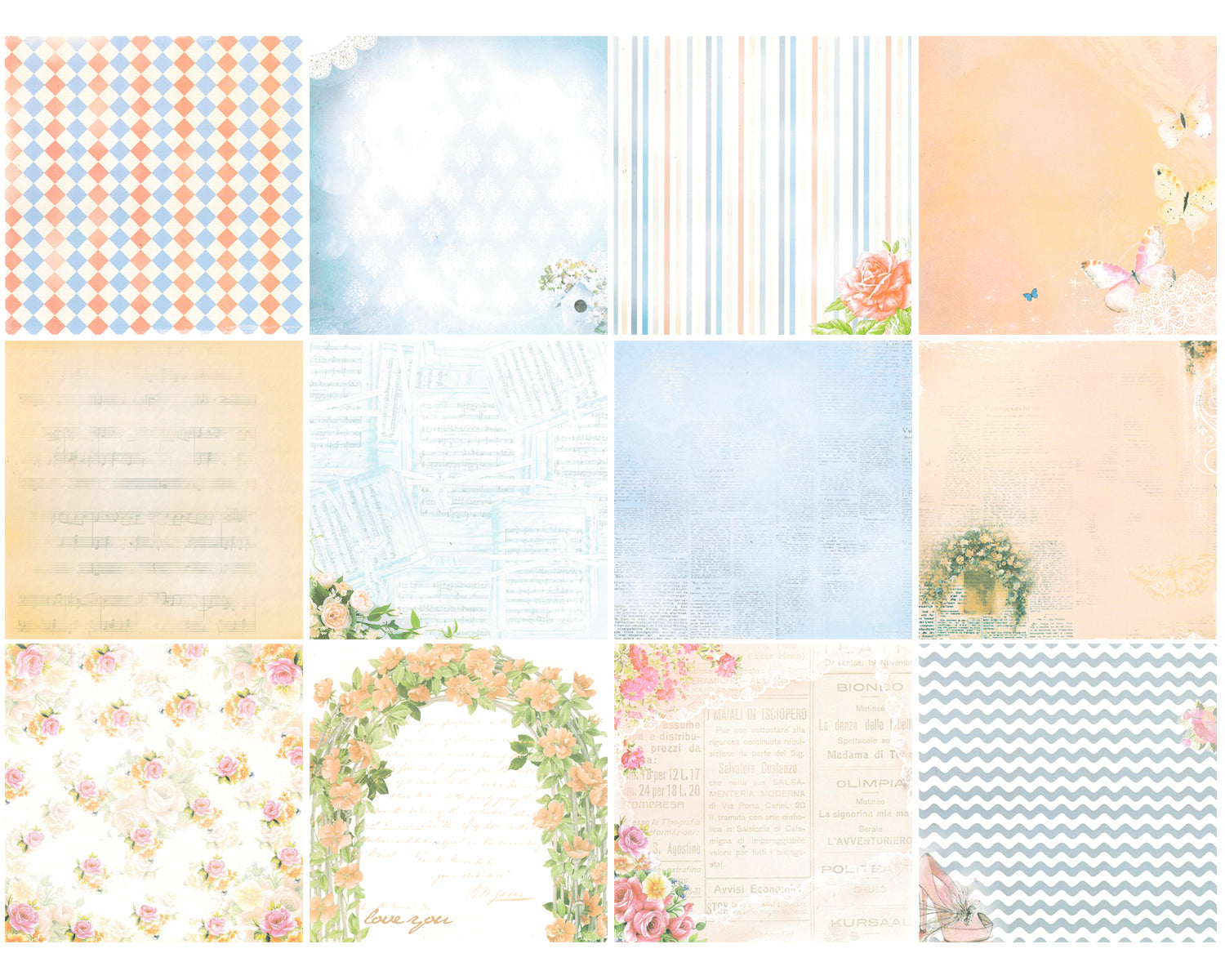 Wrapables 6x6 Decorative Single-Sided Scrapbook Paper for Arts & Crafts Projects, Scrapbooking, Card-Making