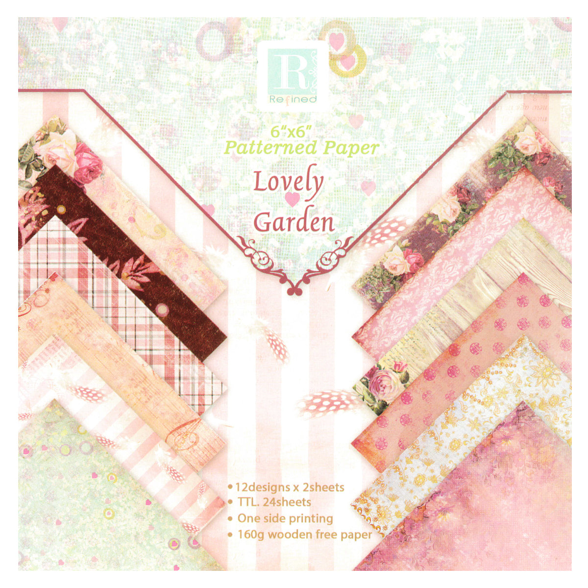 Wrapables 6x6 Decorative Single-Sided Scrapbook Paper for Arts & Crafts Projects, Scrapbooking, Card-Making