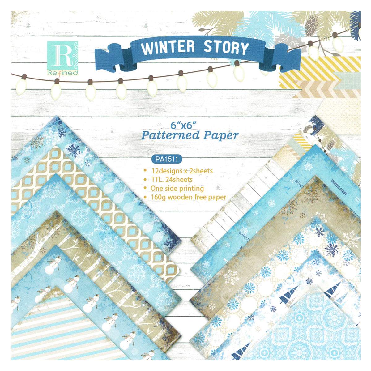 Wrapables 6x6 Decorative Single-Sided Scrapbook Paper for Arts & Crafts Projects, Scrapbooking, Card-Making